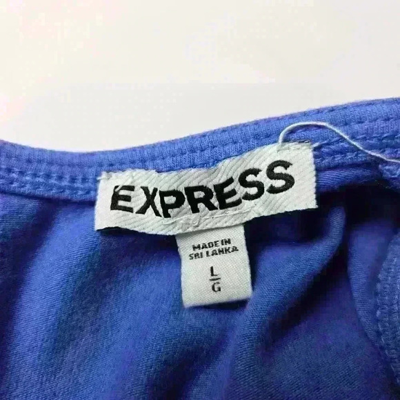 Express Peplum Tank Top Blue Lace Detail Zip Back Size Large - Picture 6 of 6